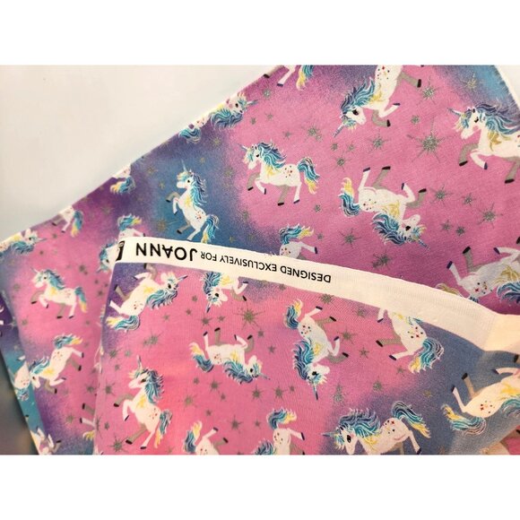 Magical Unicorn Fabric With Stars Pink & Blue Gradient 1 Yard x 45 Inches Quilt - Picture 6 of 8